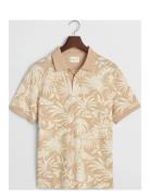 Printed Ss Polo Tops Polos Short-sleeved Beige GANT