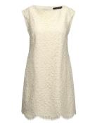 Lace Cap-Sleeve Shift Dress Knælang Kjole Cream Lauren Ralph Lauren