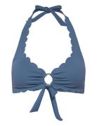 Scallop Halter Croptop Bikinitop Blue Hunkemöller