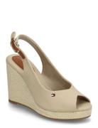 Flag High Wedge Espad Slingback Sko Med Kilehæl Beige Tommy Hilfiger
