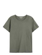 Crew-Neck Relaxed T-Shirt Tops T-Kortærmet Skjorte Khaki Green Bread &...