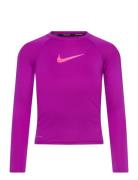 Nike Swoosh Long Sleeve Hydroguard Swimwear Uv Clothing Uv Tops Pink N...