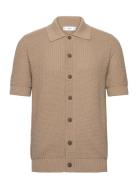 Cotton Knit Shirt Tops Shirts Short-sleeved Shirts Beige Mango
