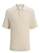 Jprccjoel Knit Polo Ss Sn Tops Knitwear Short Sleeve Knitted Polos Bei...