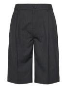 Poll Wool Pinstripe Bottoms Shorts Casual Black Rue De Tokyo