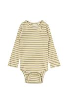 Body L/S Modal Striped Bodies Long-sleeved Green Petit Piao