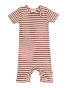 Jumpsuit S/S Modal Striped Bodysuits Short-sleeved Red Petit Piao