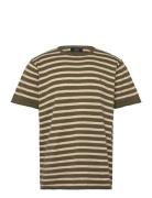 Thomas Knitted Striped T-Shirt Tops T-Kortærmet Skjorte Khaki Green Cl...