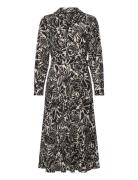 Floral Crepe Midi Dress Knælang Kjole Black Lauren Ralph Lauren