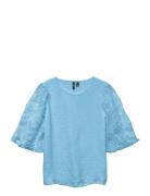 Vmnina 2/4 Top Jrs Tops Blouses Short-sleeved Blue Vero Moda