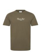 Embroidery O-Neck Tee S/S Tops T-Kortærmet Skjorte Green Lindbergh