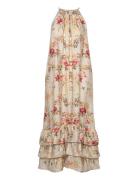 Viscose Halterneck Dress Knælang Kjole Pink By Ti Mo