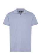 Thomas Knitted Polo Tops Polos Short-sleeved Blue Clean Cut Copenhagen