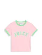 Collegiate Ringer T-Shirt Tops T-shirts & Tops Short-sleeved Pink Juic...