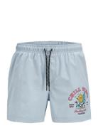 Jpstmaui Jjswim Leg Print Akm Jnr Badeshorts Blue Jack & J S