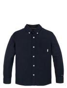 Linen Blend Relaxed Shirt Ls Tops Shirts Long-sleeved Shirts Navy Tomm...