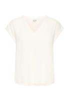 Ihlinno Ss Tops Blouses Short-sleeved Cream ICHI