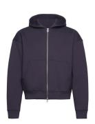 Simon Scuba Zip Hoodie Tops Sweatshirts & Hoodies Hoodies Navy Weekday