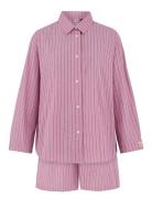 Stripel Shirt+Shorts Pyjamas Nattøj Pink Becksöndergaard