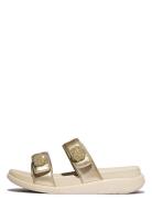 F-Mode Go Beadie-Button Adj. Flatform 2-Bar Slides Sandal Med Hæl Crea...