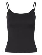 Fitted Strappy Scoop Neck Singlet Tops T-shirts & Tops Sleeveless Blac...