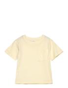 Pocket Cotton T-Shirt Tops T-Kortærmet Skjorte Yellow Mango