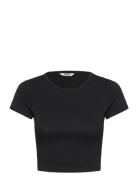 Cropped T-Shirt Tops Crop Tops Short-sleeved Crop Tops Black Monki