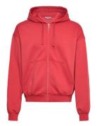 Boxy Midweight Zip Hoodie Tops Sweatshirts & Hoodies Hoodies Red Weekd...