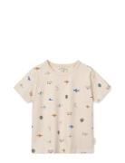 Apia Printed Shortsleeve T-Shirt Tops T-Kortærmet Skjorte Beige Liewoo...