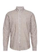 Wide Striped Cotton/Linen Shirt L/S Tops Shirts Linen Shirts Beige Lin...
