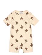 Tnsbowen S_S Rib Jumpsuit Bodysuits Short-sleeved Beige The New