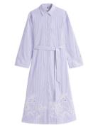 Broderie Anglaise Co Shirt Dress Knælang Kjole Blue Tommy Hilfiger