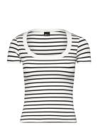 Rib Short Sleeve Top Tops T-shirts & Tops Short-sleeved White Gina Tri...