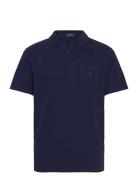 Standard Fit Cotton-Linen Polo Shirt Designers Polos Short-sleeved Nav...