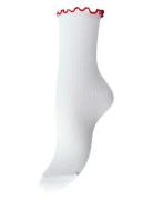 Pcafia Contrast Frill Socks Noos Lingerie Socks Regular Socks White Pi...