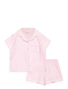 Striped Cotton Short Pyjamas Pyjamassæt Pink Mango