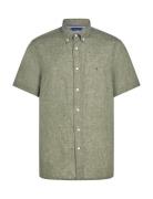Pigment Dyed Linen Rf Shirt S/S Tops Shirts Short-sleeved Green Tommy ...