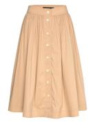Button-Front Cotton-Blend Skirt Skirts Knee-length & Midi Skirts Beige...