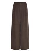 Straight-Fit Lyocell Trousers With Pleats Bottoms Trousers Wide Leg Br...