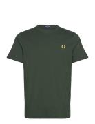 Crew Neck T-Shirt Tops T-Kortærmet Skjorte Khaki Green Fred Perry
