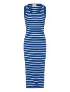 2X2 Cotton Stripe Ama Dress Knælang Kjole Blue Mads Nørgaard