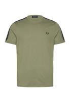 Contrast Tape Ringer Tee Tops T-Kortærmet Skjorte Khaki Green Fred Per...