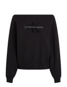 Chenille Monologo Crewneck Tops Sweatshirts & Hoodies Sweatshirts Blac...