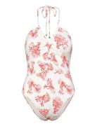 Misty Ruched Halterneck Swimsuit Badedragt Badetøj White Malina