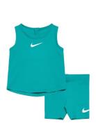 Ks-Knit Short Set Sport Sets With Short-sleeved T-shirt Green Nike