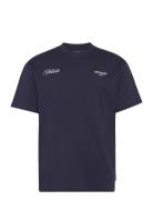 Elevate Embroidered Ss Tshirt Tops T-Kortærmet Skjorte Navy SIXTH JUNE