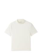 Cropped Mock Neck Rib T-Shirt Tops T-Kortærmet Skjorte White Tom Tailo...