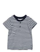 Striped Contrast Collar T-Shirt Tops T-Kortærmet Skjorte Multi/pattern...