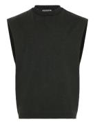 Loose Fit Raw Hem Square Tank Top Tops T-shirts Sleeveless Black Weekd...