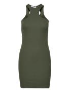 Gabara Hole Rib Dress Kort Kjole Khaki Green Hosbjerg